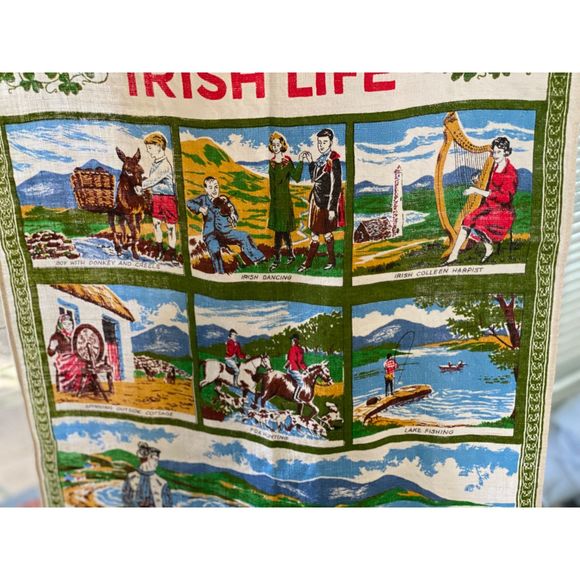 NWOT VTG IRISH LIFE 100% Linen Tea Towel Made in Ireland Souvenir 29" H x 20" W - Picture 3 of 6